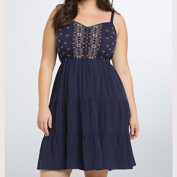 torrid Dresses & Skirts - Torrid Embroidered Challis Tiered Sundress